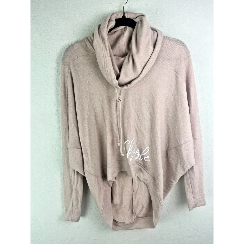Sundown Soft‎ Lounge Pink Chizzle Cozy Time Funnel Neck Top Pink Sz Medium